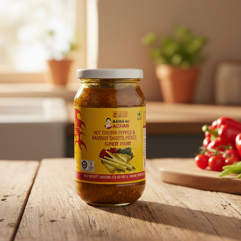 Hot Cherry & Bamboo Shoot Pickle – Aama Ko Achar | 380g – Mall ko
