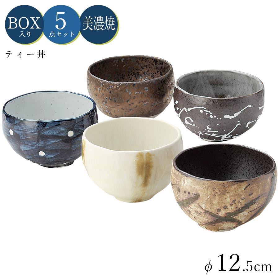 美濃焼｜Wabisabi ティー丼揃 5点セット ギフト箱入り 小さめどんぶり
