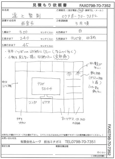 オーダー家具の見積もり依頼 (お店・お家リフォームのオタク日記)
