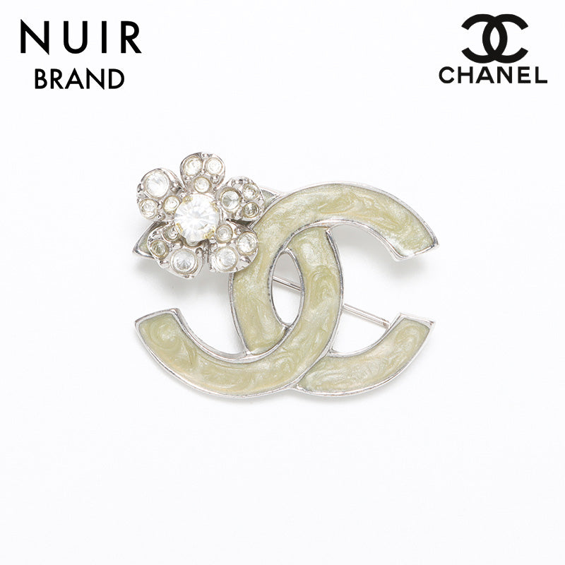 シャネル CHANEL ココマーク カメリア ラインストーン 04P ブローチ
