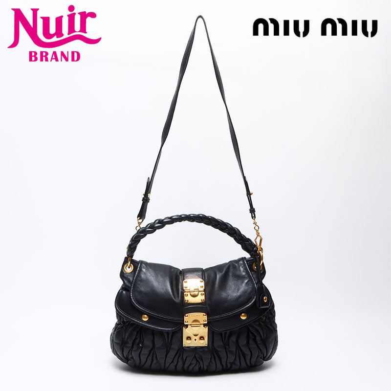 ミュウ ミュウ Miu Miu マテラッセ レザー ロック 2way ショルダー