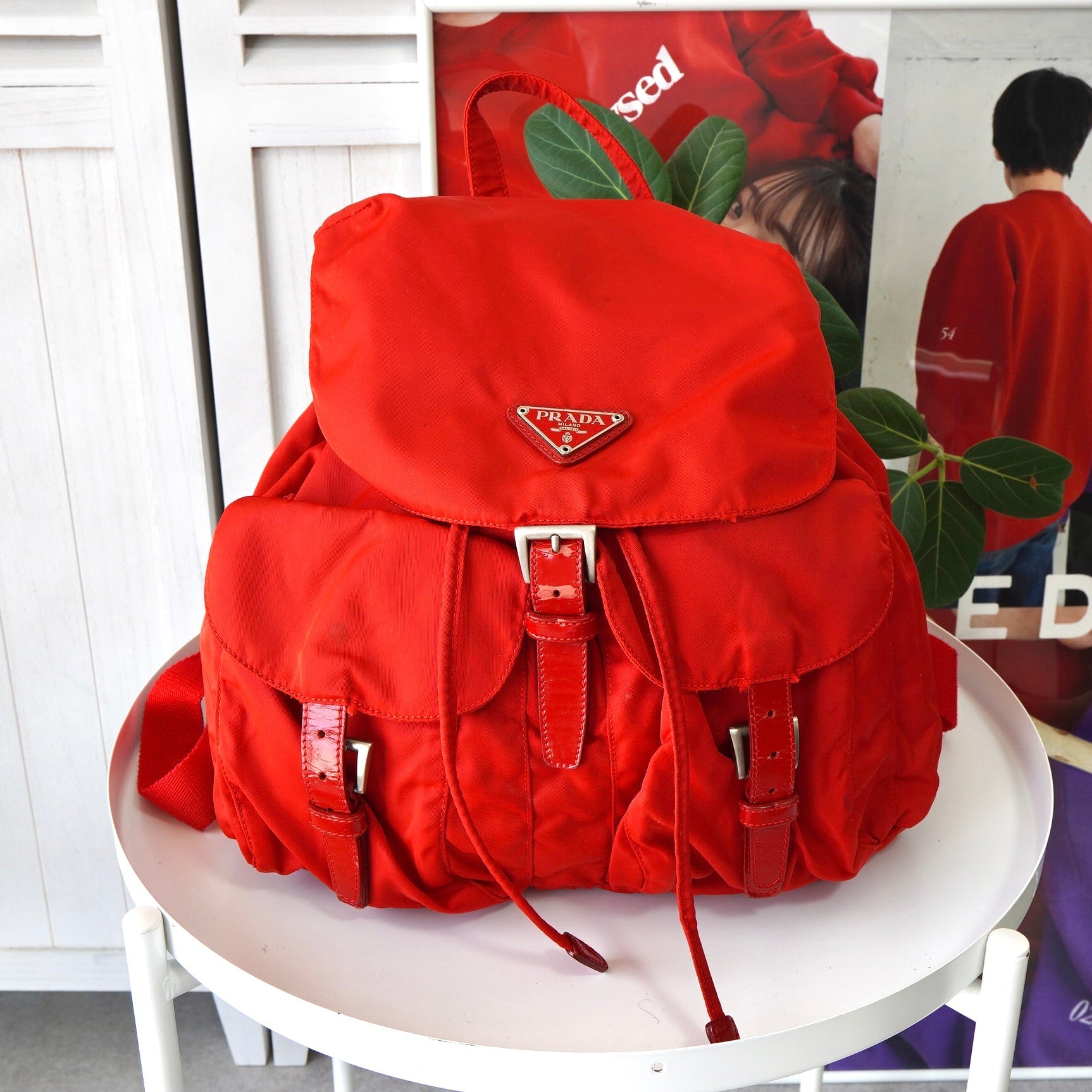 プラダ ポコノ テスート ナイロン バックパック リュックサック レッド