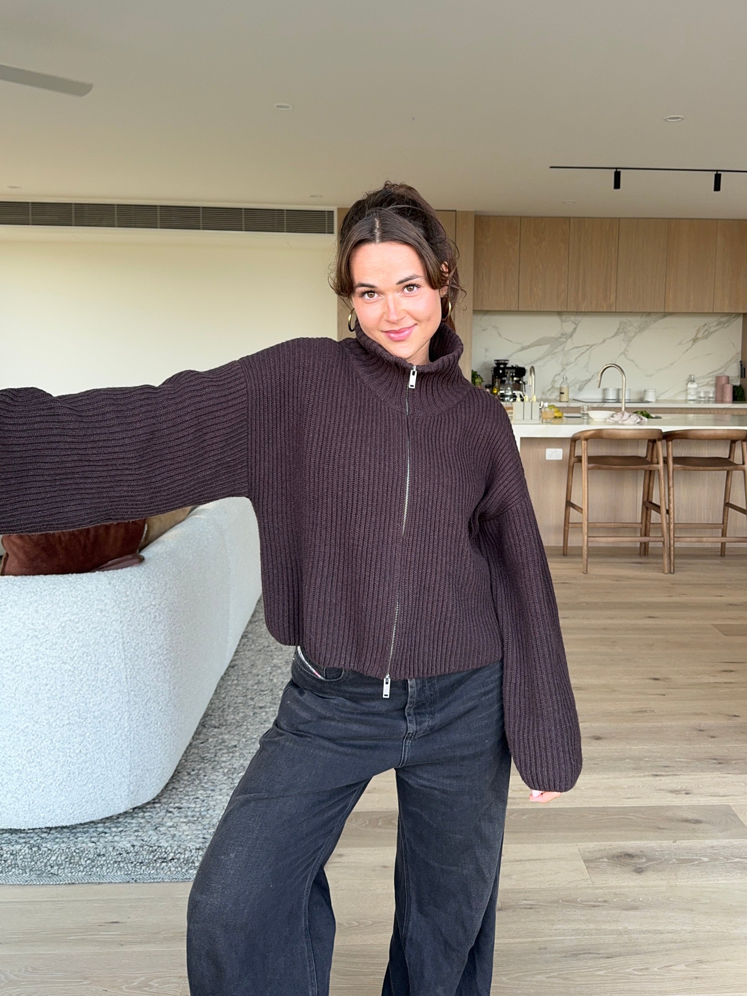 Knitwear Zipper Jacket | Cropped Wool-Cashmere | Nom Originals