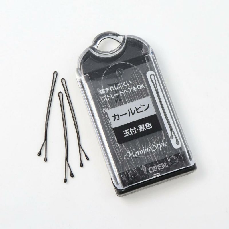 ヘアピン アメリカピン 玉付・黒色 ブラック 横ずれしにくい