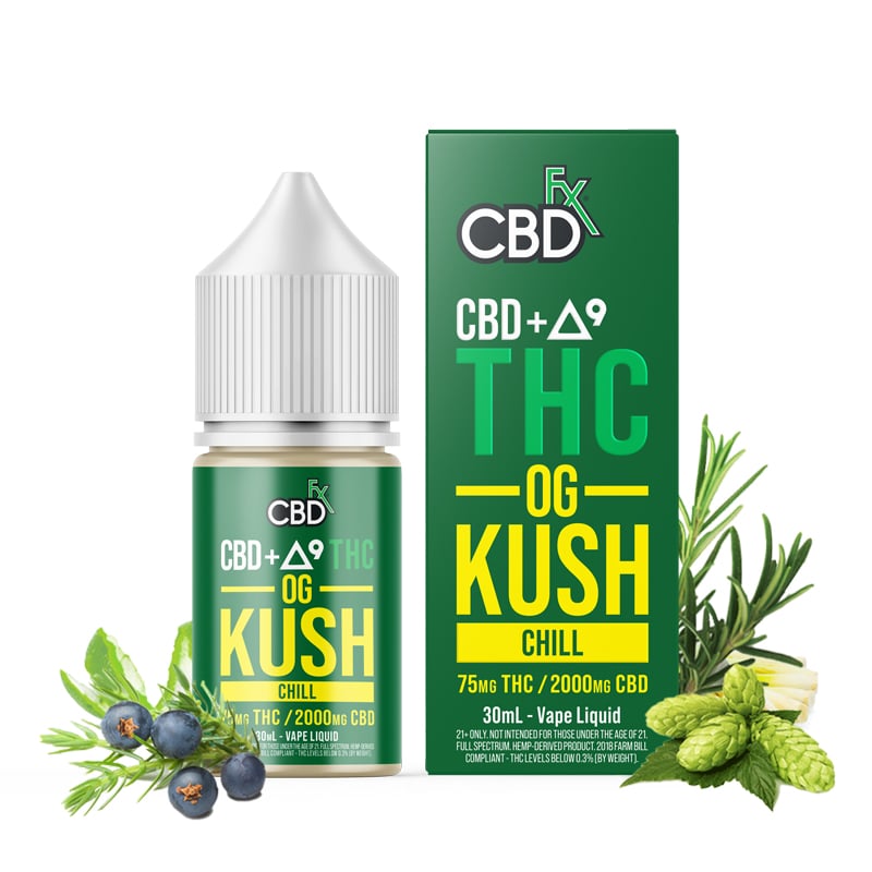 CBD + Delta-9 THC Vape Juice: OG Kush - CBDfx.com