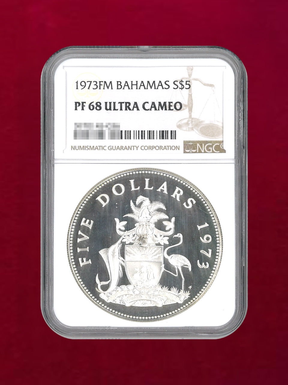 バハマ】5ドル 銀貨 1973FM NGC PF 68 ULTRA CAMEO［B-0000382