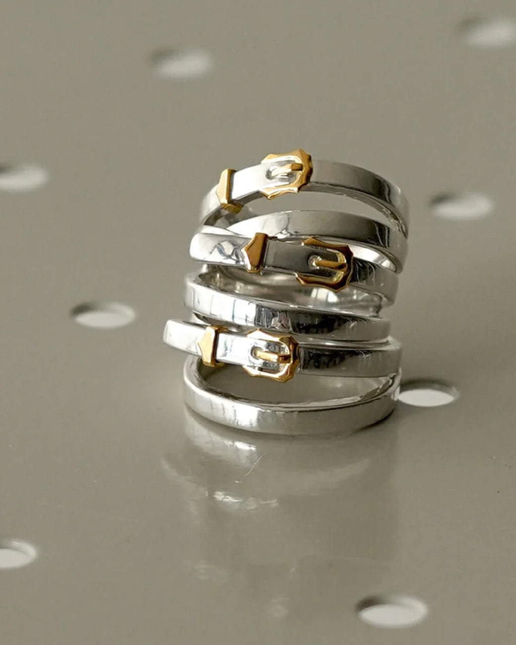 Garden of eden ヴィクトリアン バックル ダブル リング SV&18K