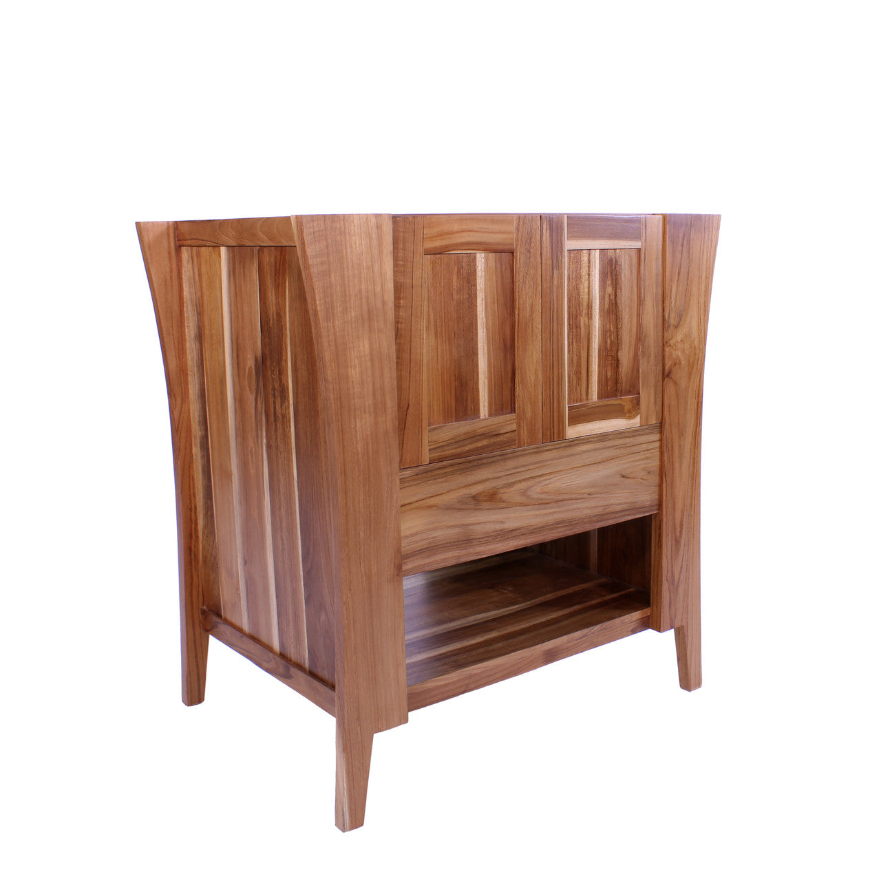 EcoDecors Curvature Natural 30 in Solid Teak Vanity in Natural Teak