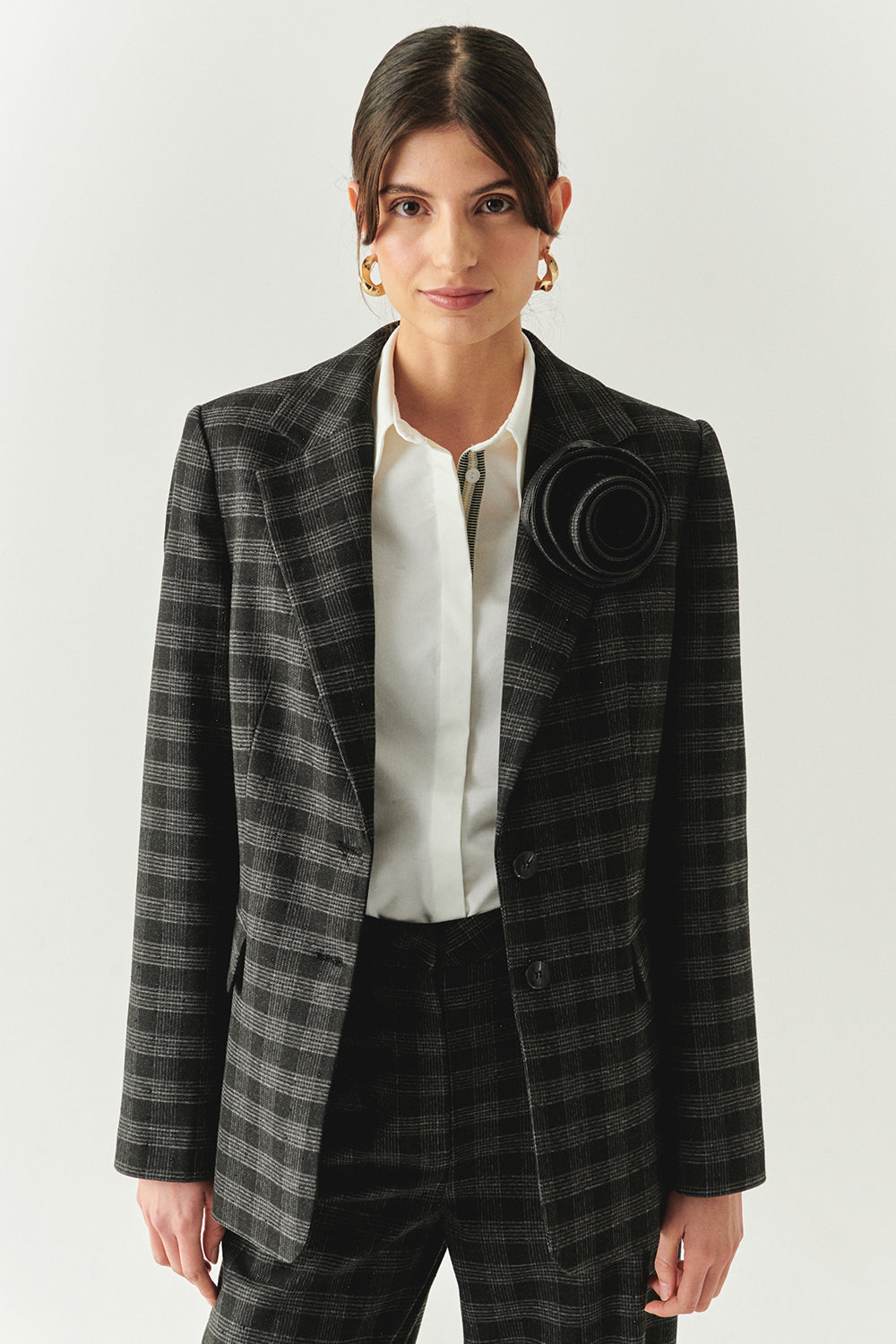 Amiri Anthracite Plaid Collar Jacket with Pockets