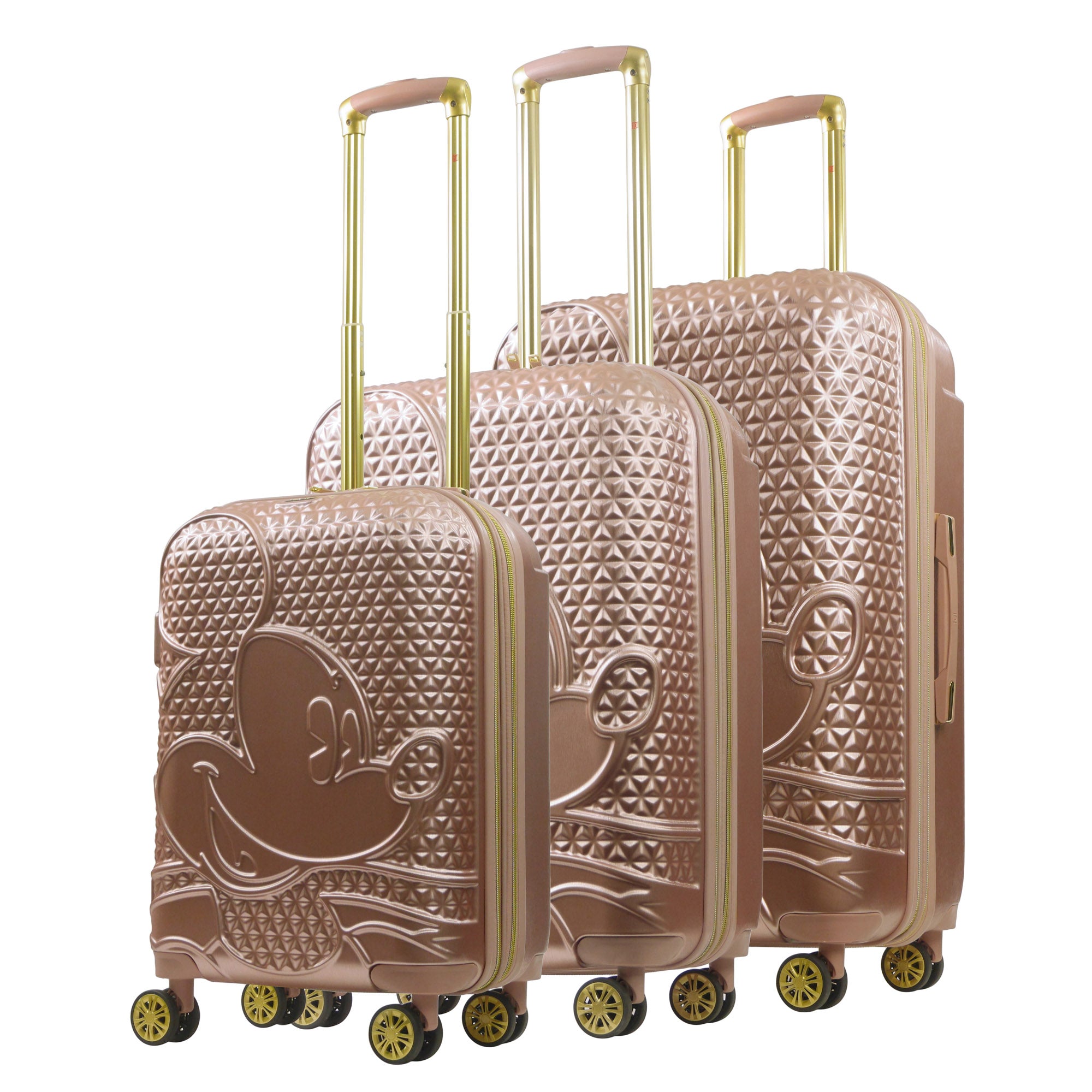 Disney Mickey Mouse Rose Gold Rolling Suitcases 3 Pcs Set