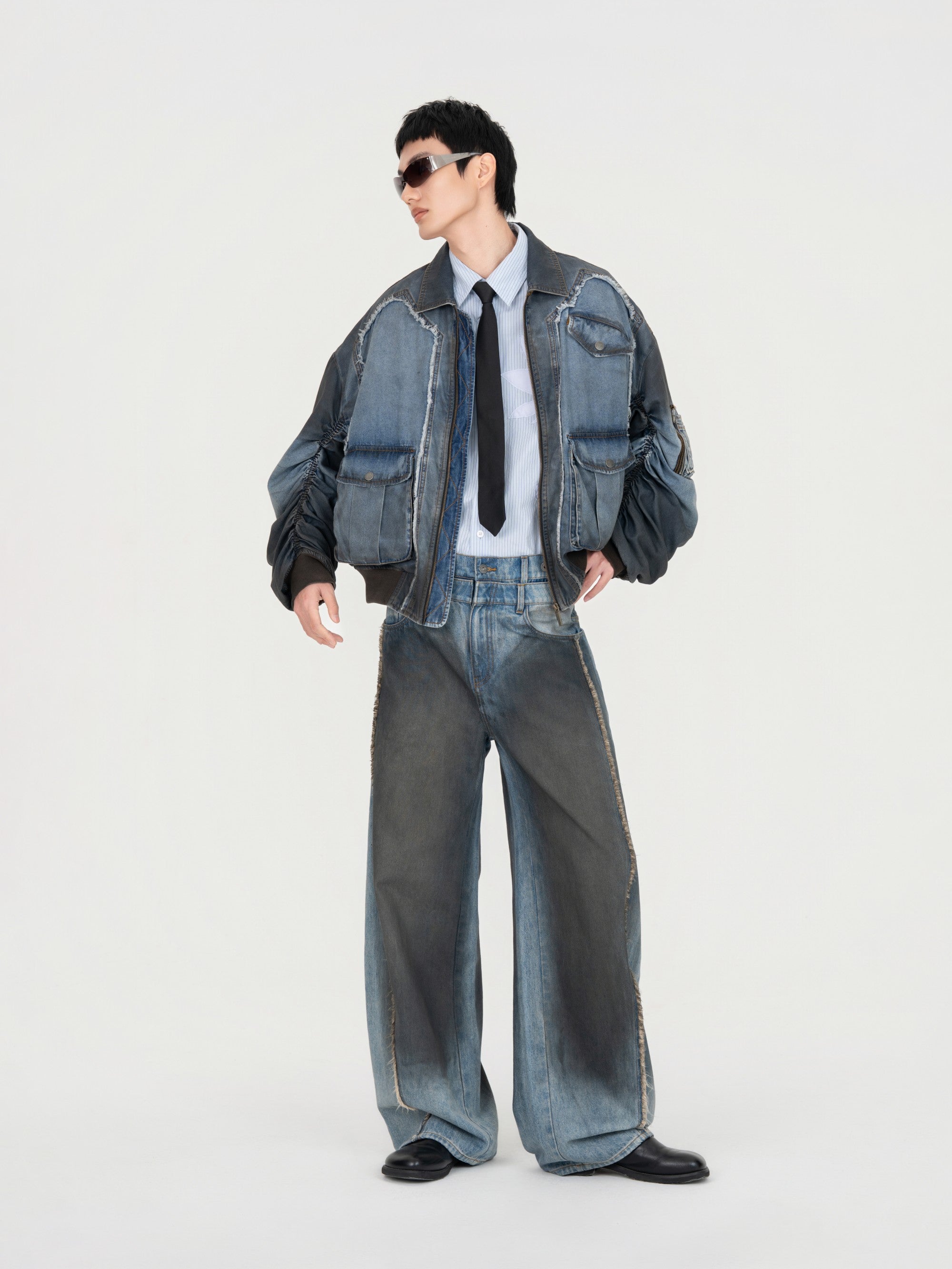 INDIGO GRADIENT DENIM JACKET – Feng Chen Wang