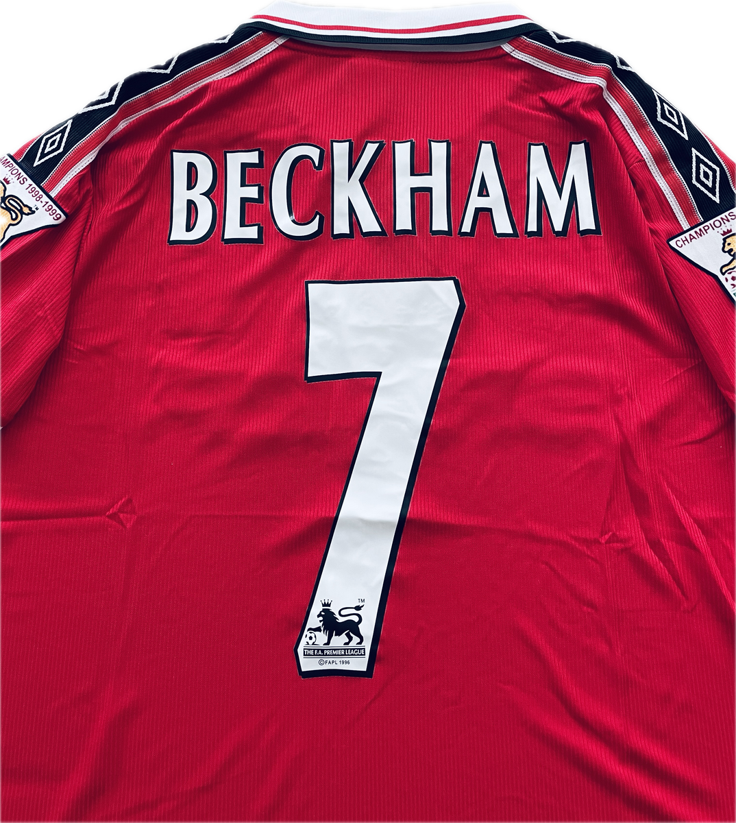 Vintage David Beckham #7 Manchester United 98/99 Umbro Red Long