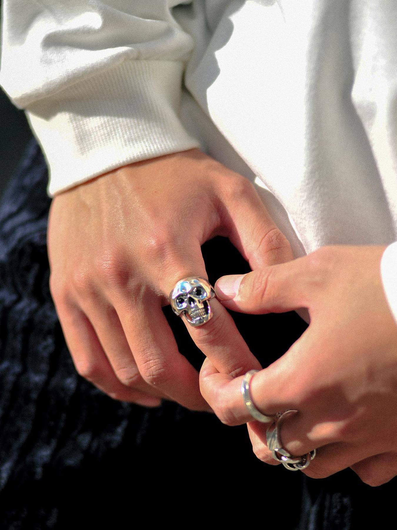 CALEE 「LUCKY SKULL RING ＜ONYX＞」 SILVER925製 リング