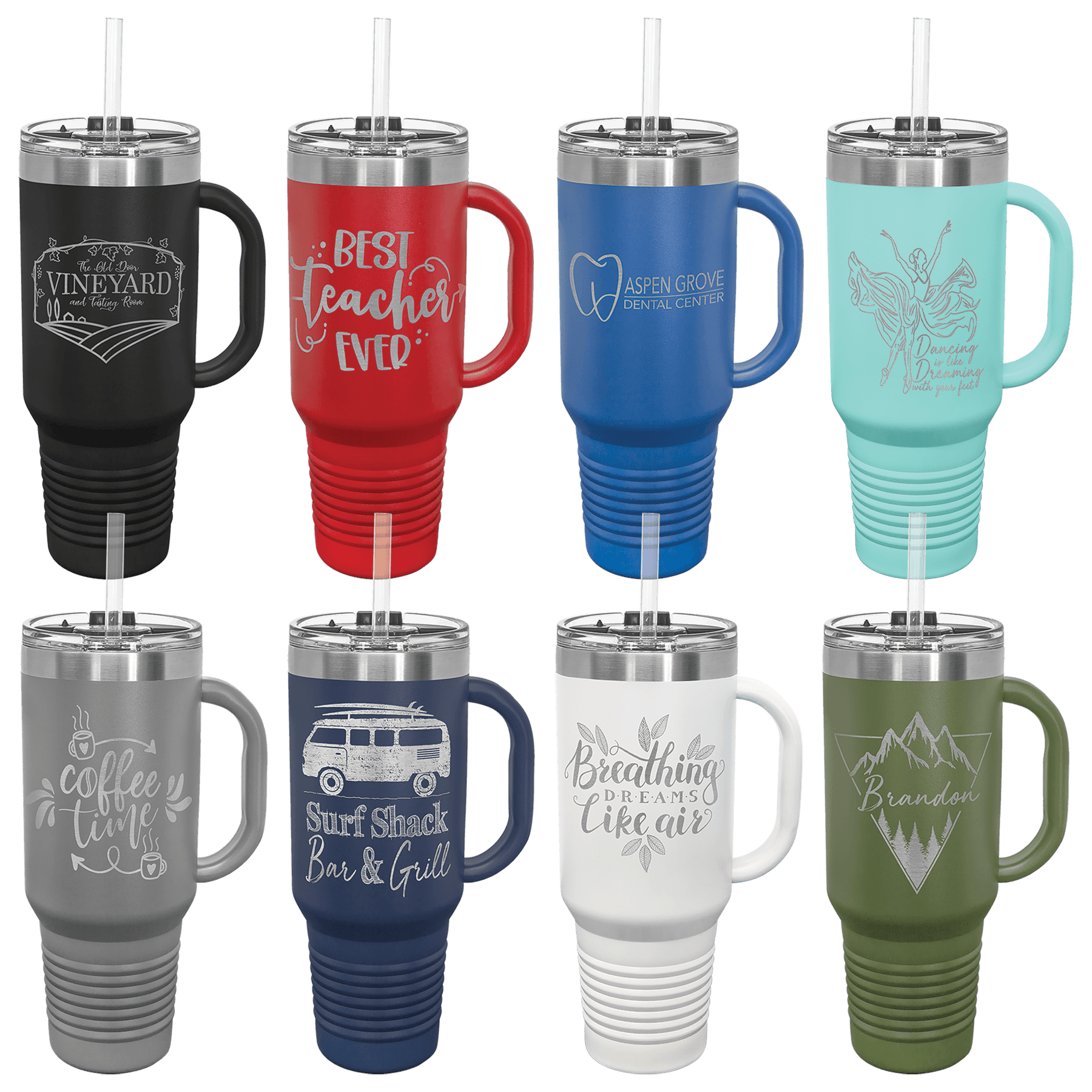 40 oz Vacuum Insulated Stanley Style Travel Mug with Straw and 