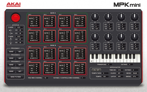 製品情報：MPK mini MK2 RED：AKAI professional