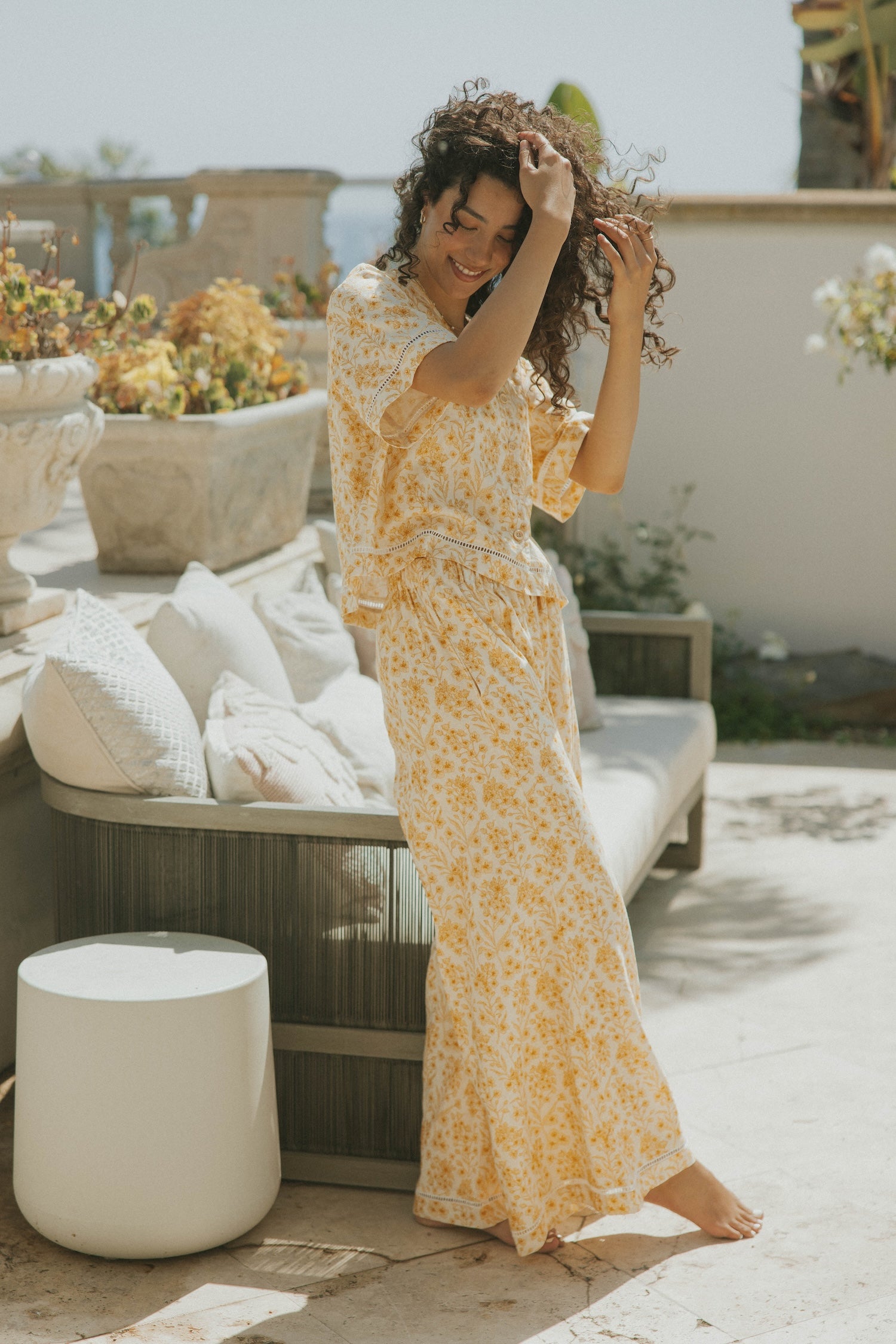 Clara in Honeysuckle | Women's Wide Leg Floral Pants – Altair The