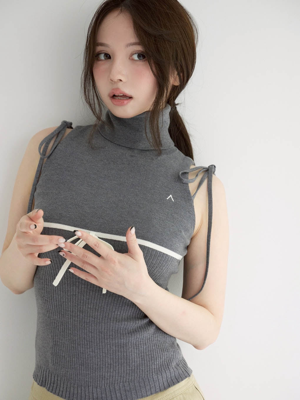 andmary Adele ribbon tank 黒 Adele ribbon tank andmary BLACK Adele