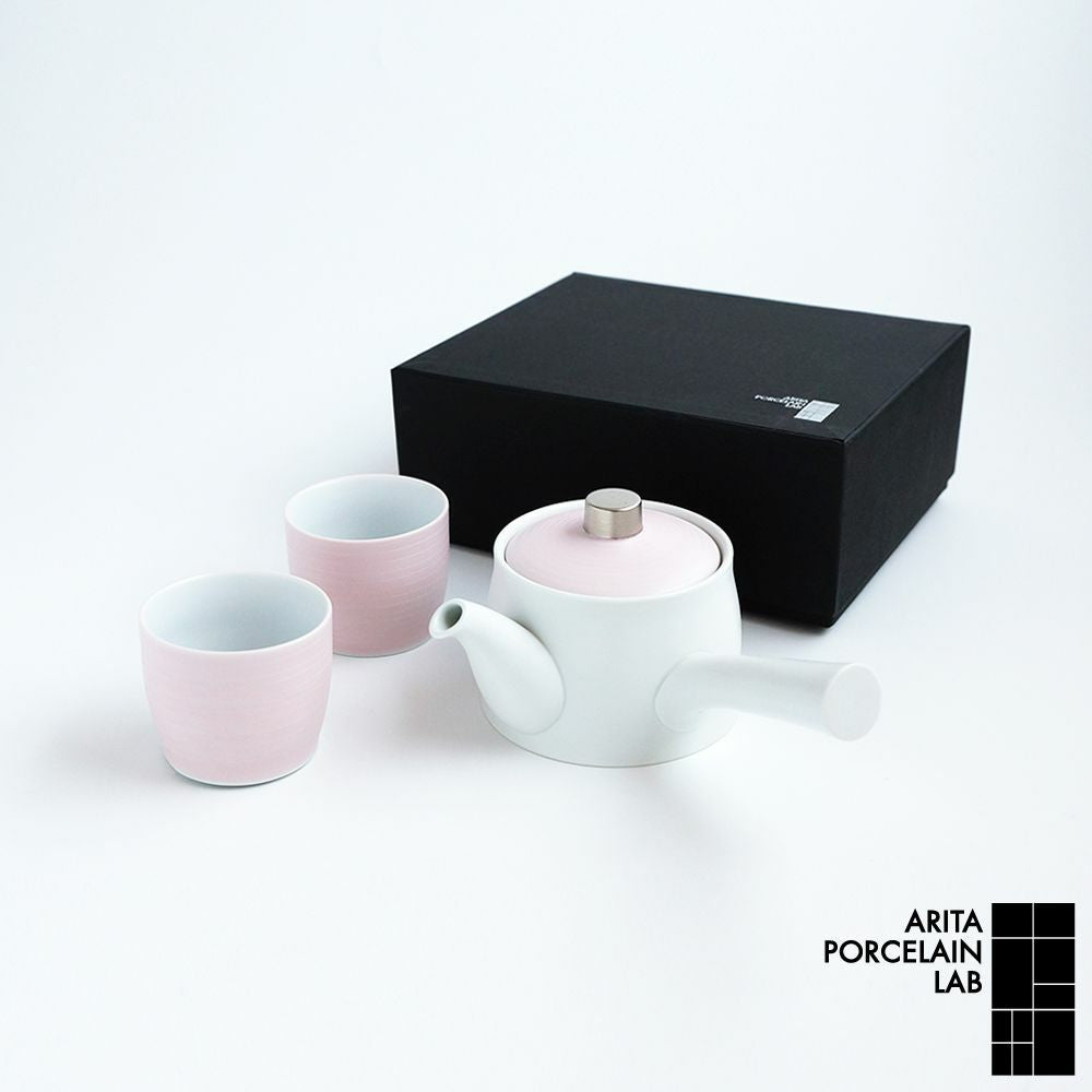 JAPAN CHERRY デザイン急須1個 湯呑2個 セット ベビーピンク 化粧箱入