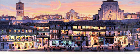 笹倉鉄平「マヨール広場」シルクスクリーン -探している絵画の情報を