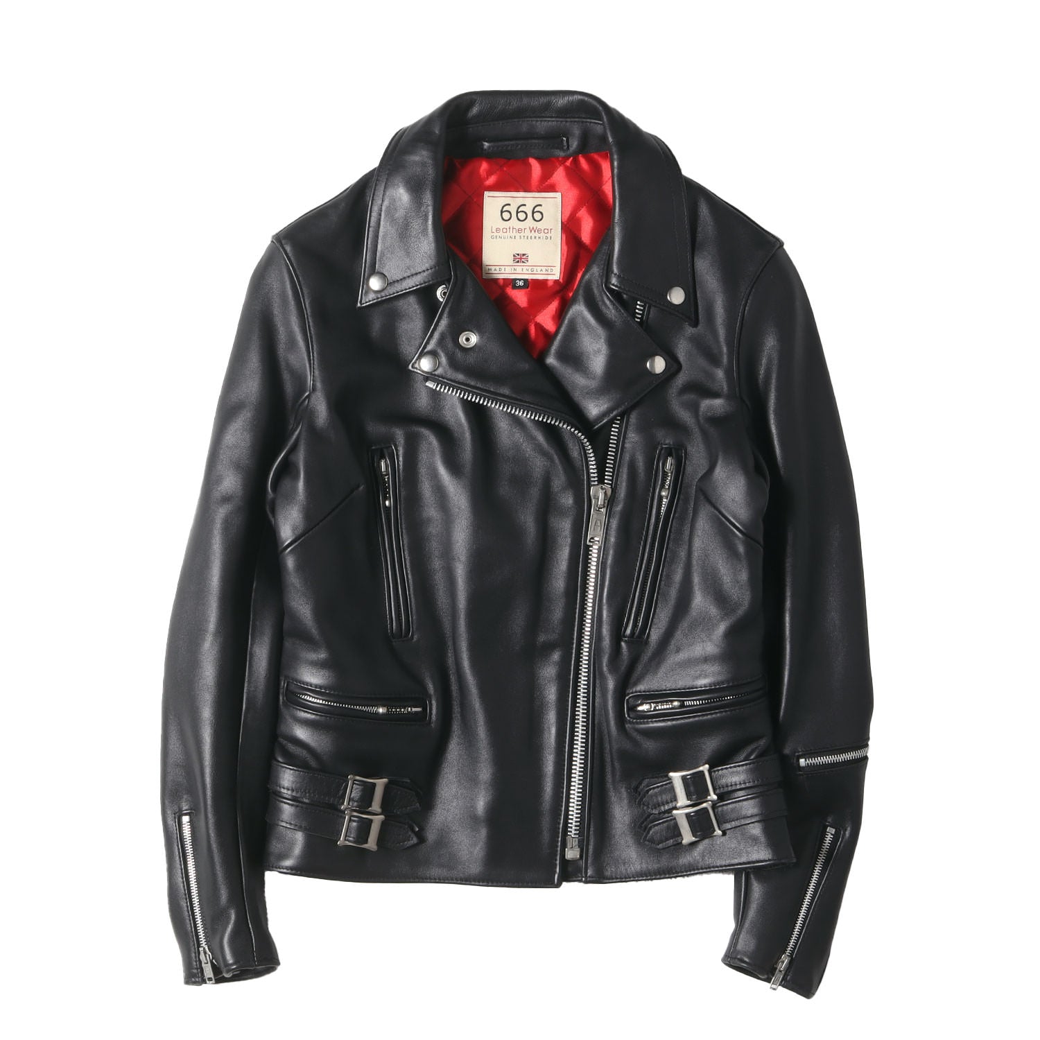 ステアハイドレザー サイドベルト ダブル ライダースジャケット
