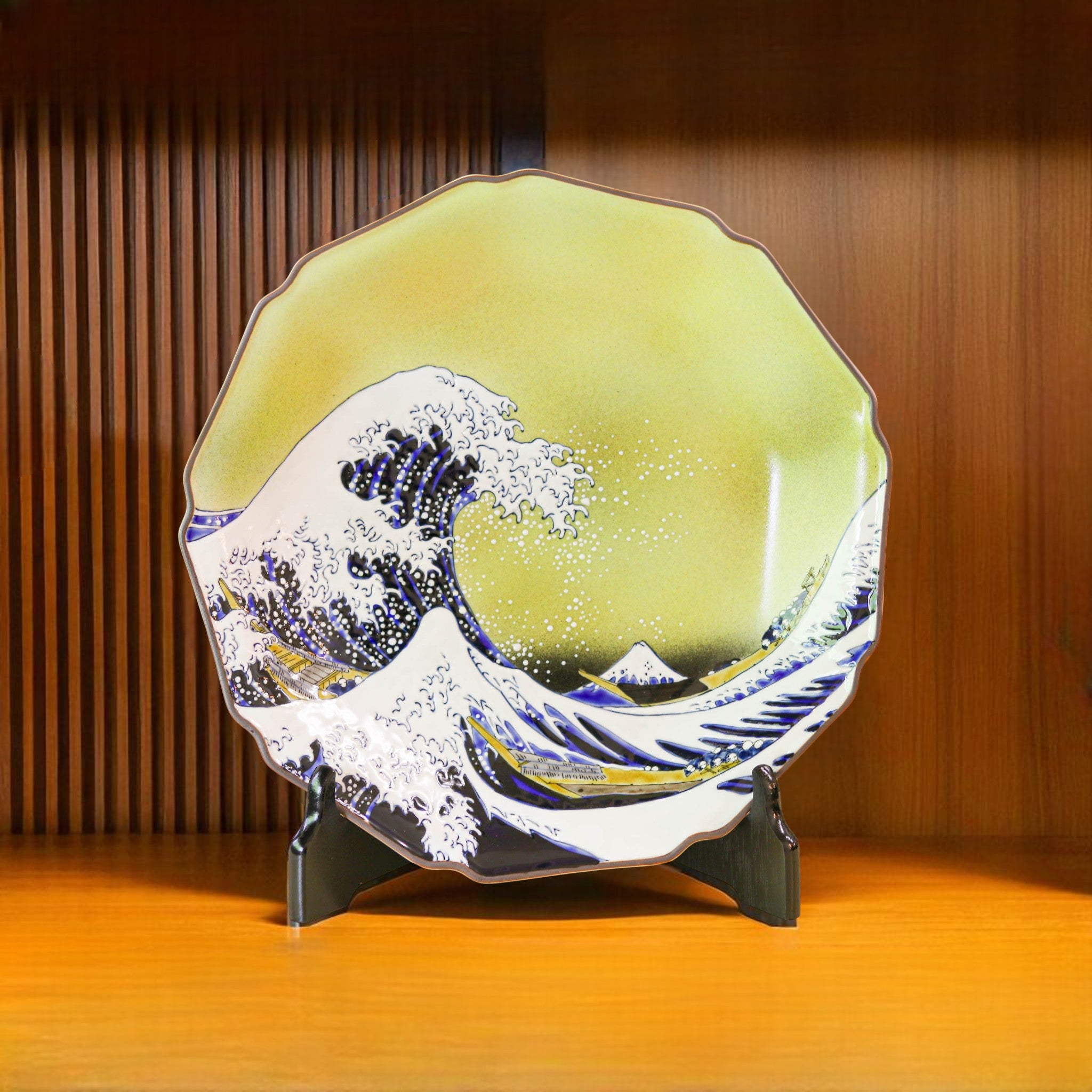 大幅値下げ中 早い者勝ち HOYAクリスタル 飛鶴金縁波文様大皿 HOYA