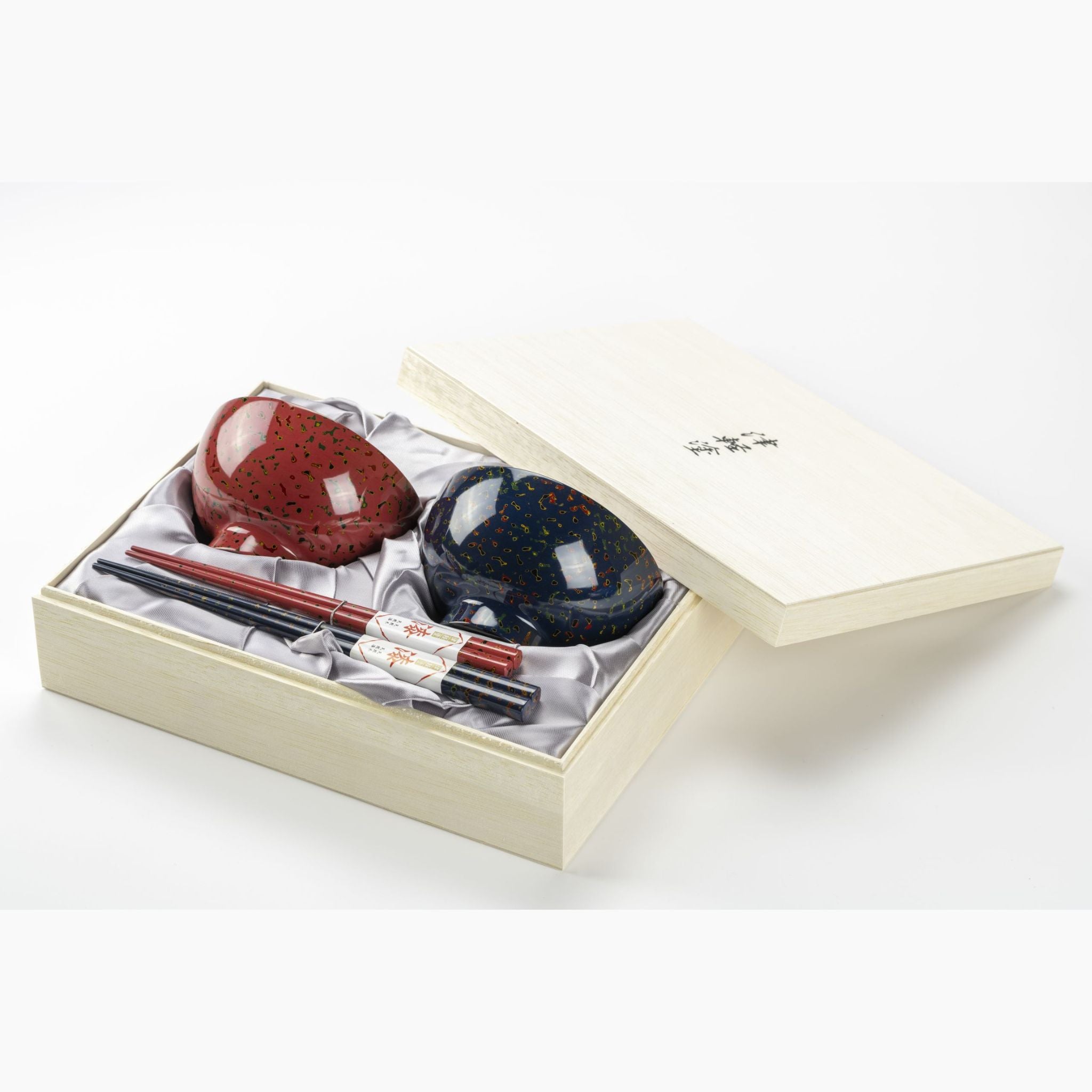 津軽塗 | 夫婦汁椀・箸セット 唐塗 | 藍・桃 | 小林漆器