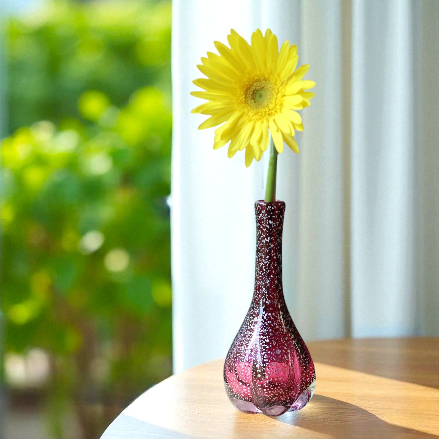 綾ガラス 一輪挿し | 銀彩モール | 金赤 | グラスアート黒木