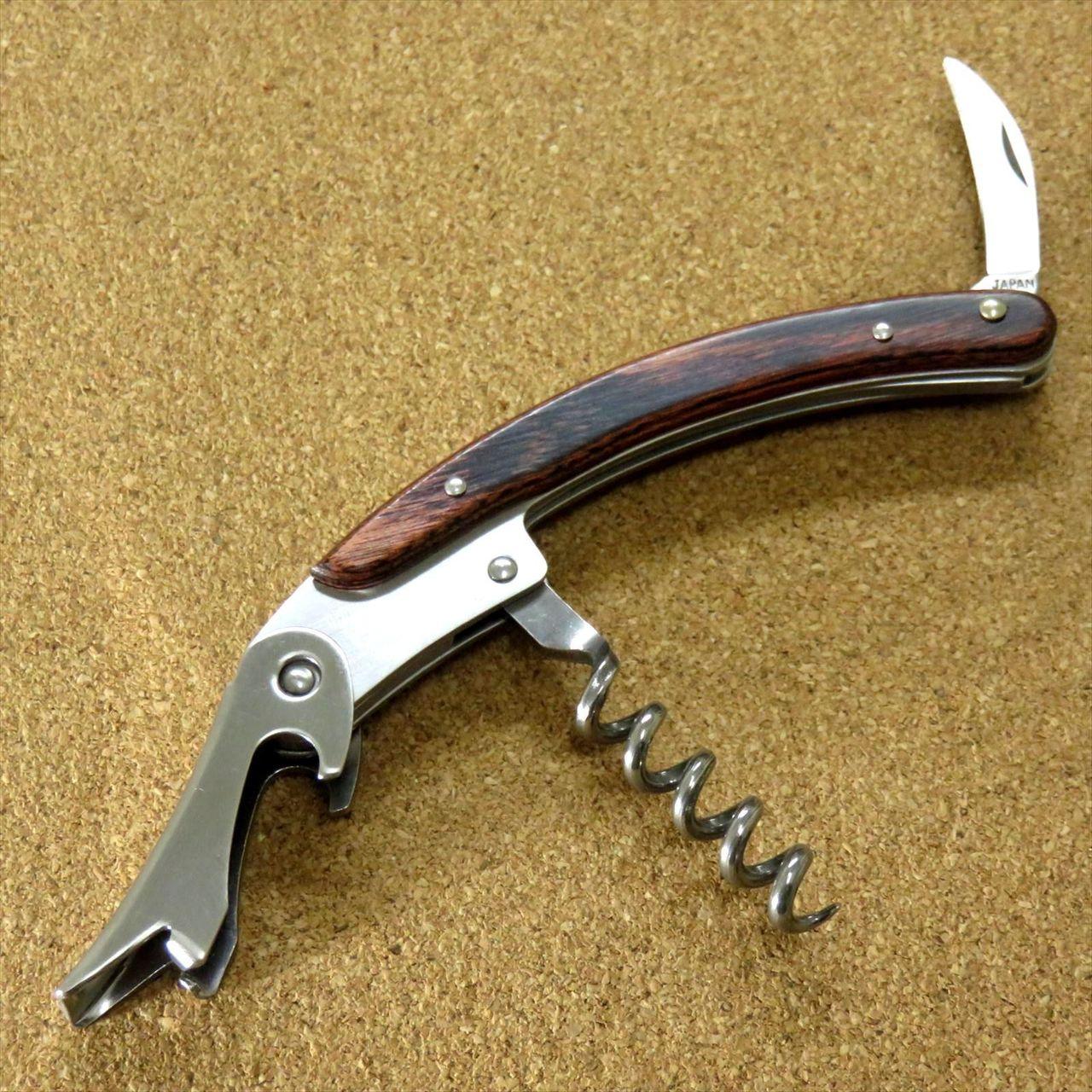 Japanese Sommelier Knife Corkscrew Wine Bottle Opener Brown