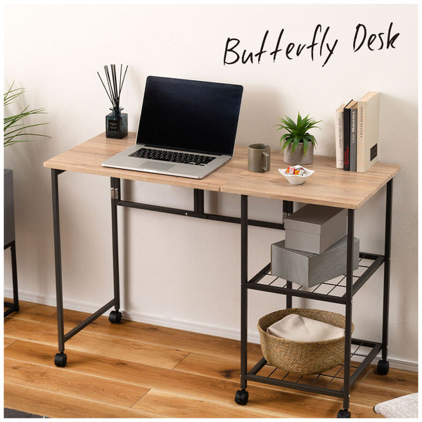 デスク バタフライデスク オープンラック ナチュラル サイドテーブル