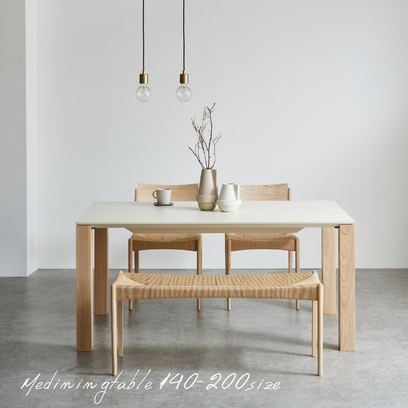 ME 】ダイニングテーブル｜脚ホワイト色 140～200cm – 河口家具製作所