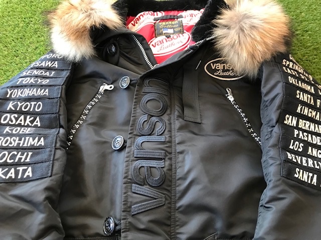 VANSON 袖ワッペン&ロゴ刺繍 N-3B フライトジャケット BLK / VANSON