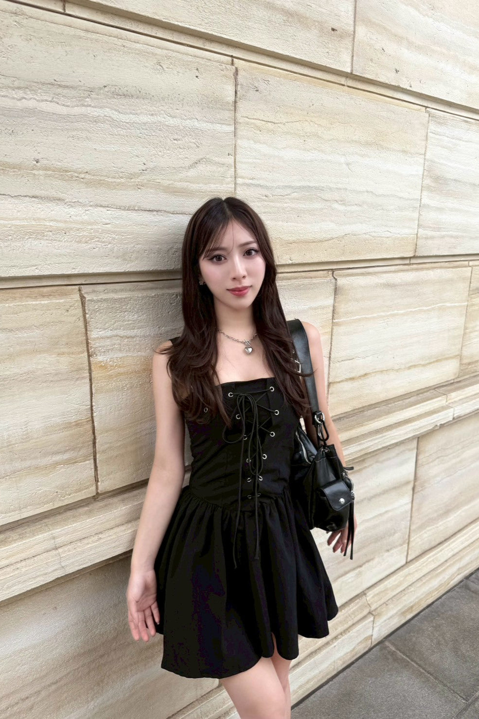 コルセットレースアップミニワンピース KR12915