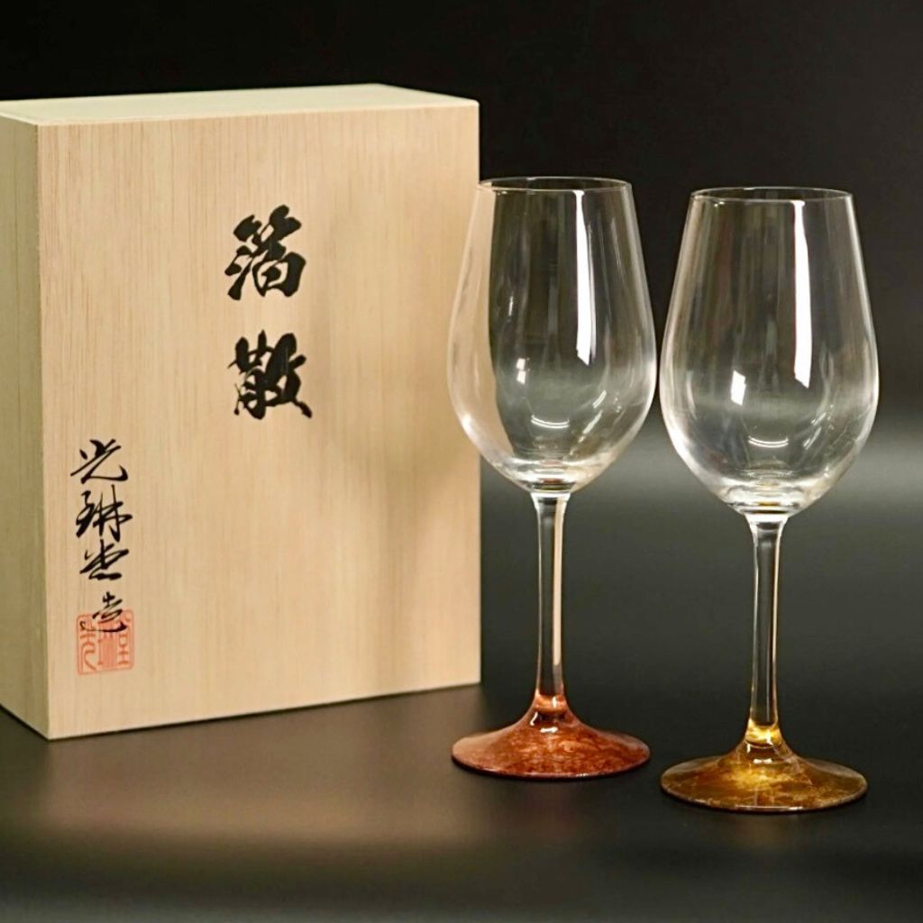 箔ちらし ワイングラス ペア – 漆器 高翆
