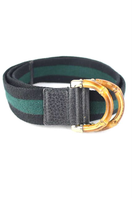 グッチ [ GUCCI ] バンブー×シェリーライン ベルト 緑黒 SIZE［85/34
