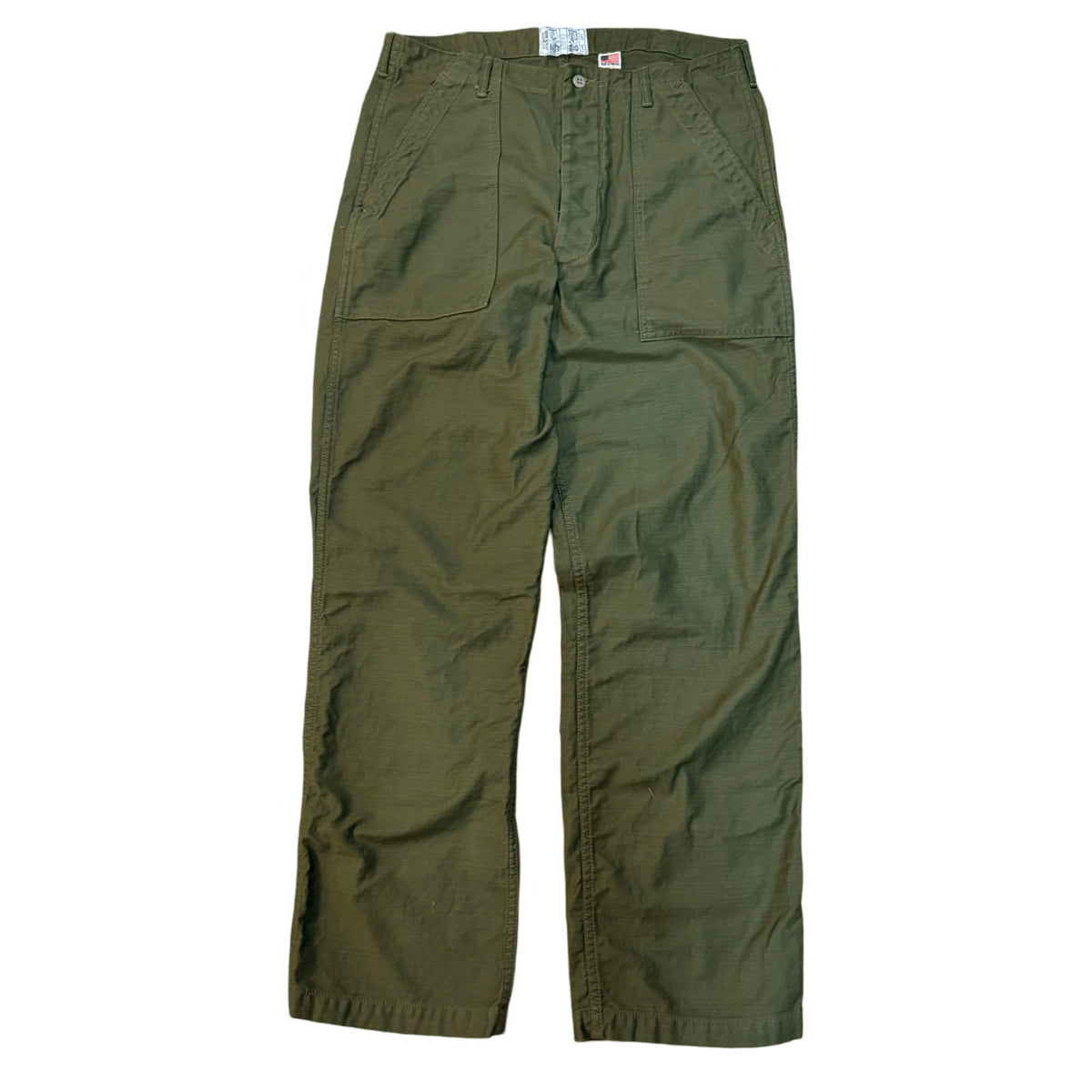 OG-107 60's era GI chinos in 12 oz West Point Olive Baker Back