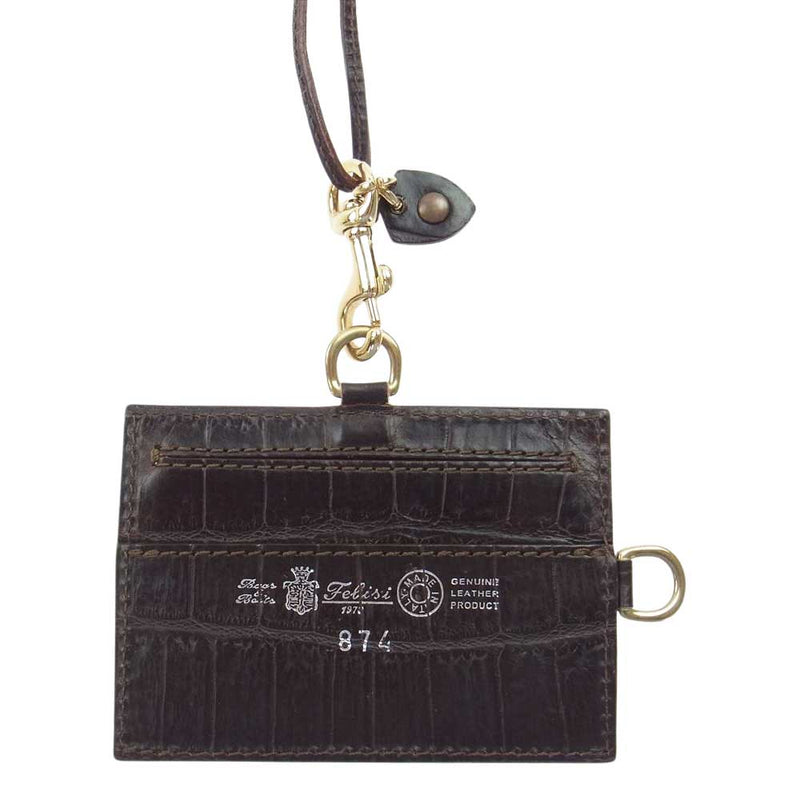 稀少：フェリージ クロコ型押し トロリーバッグ キャリー レザー ブラウン