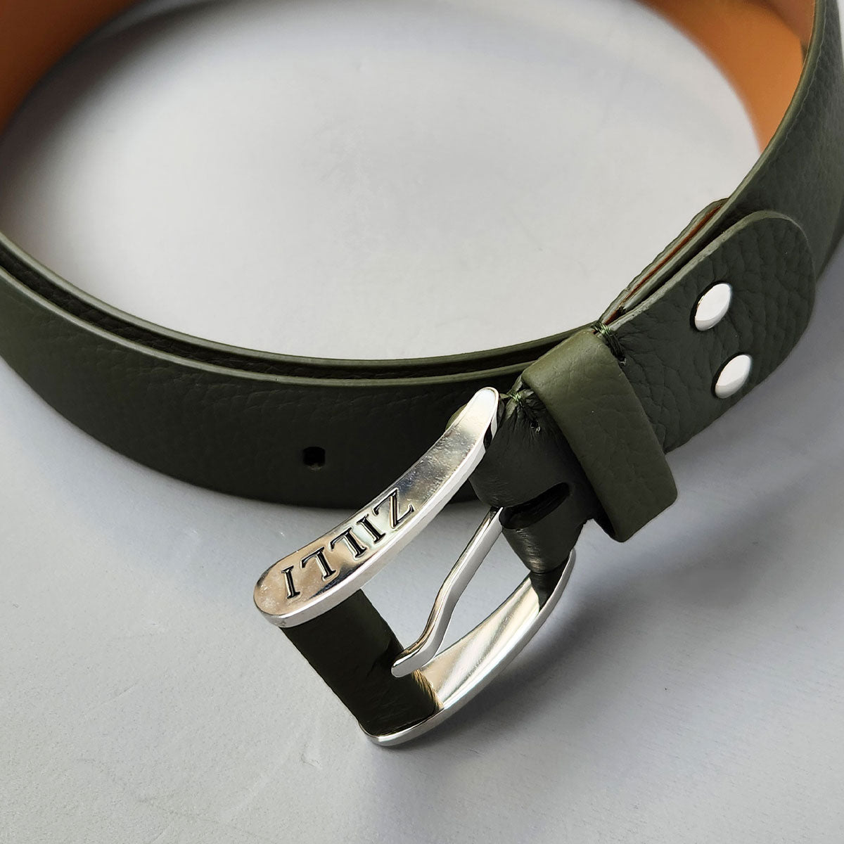 ZILLI／ジリー】ベルト ディアスキン 鹿革 オリーブグリーン [zil02409