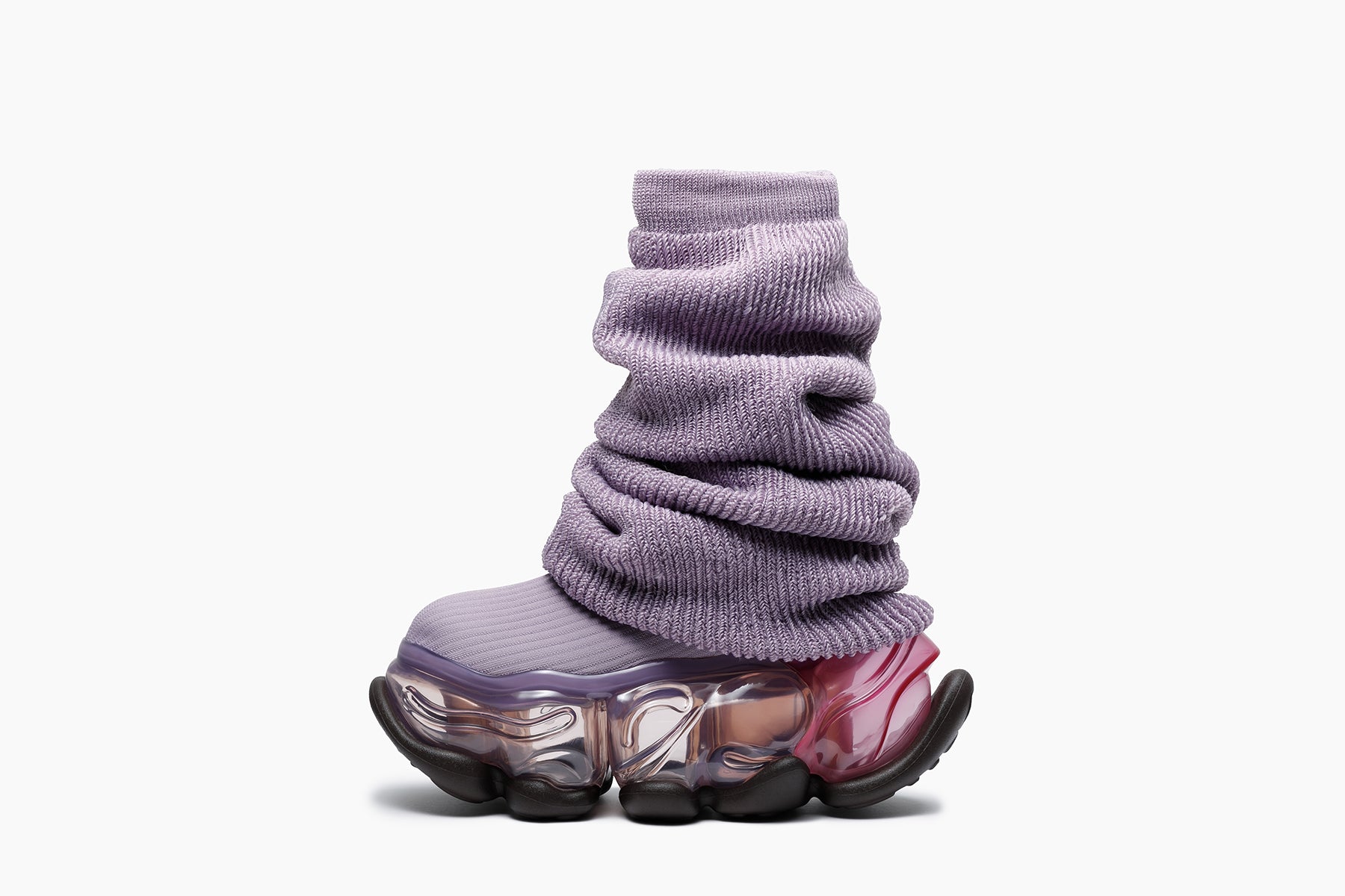 SKYSCRAPER LOOSE SOCKS KNIT - PURPLE / DIRTY PINK (スカイ