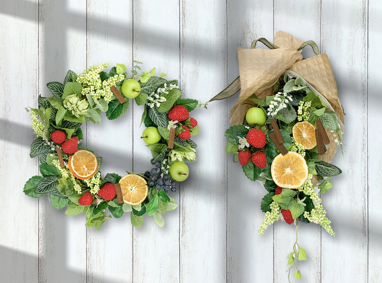 商品名【羽菜】ゆみい♥イエローローズの花束風スワッグリース 春