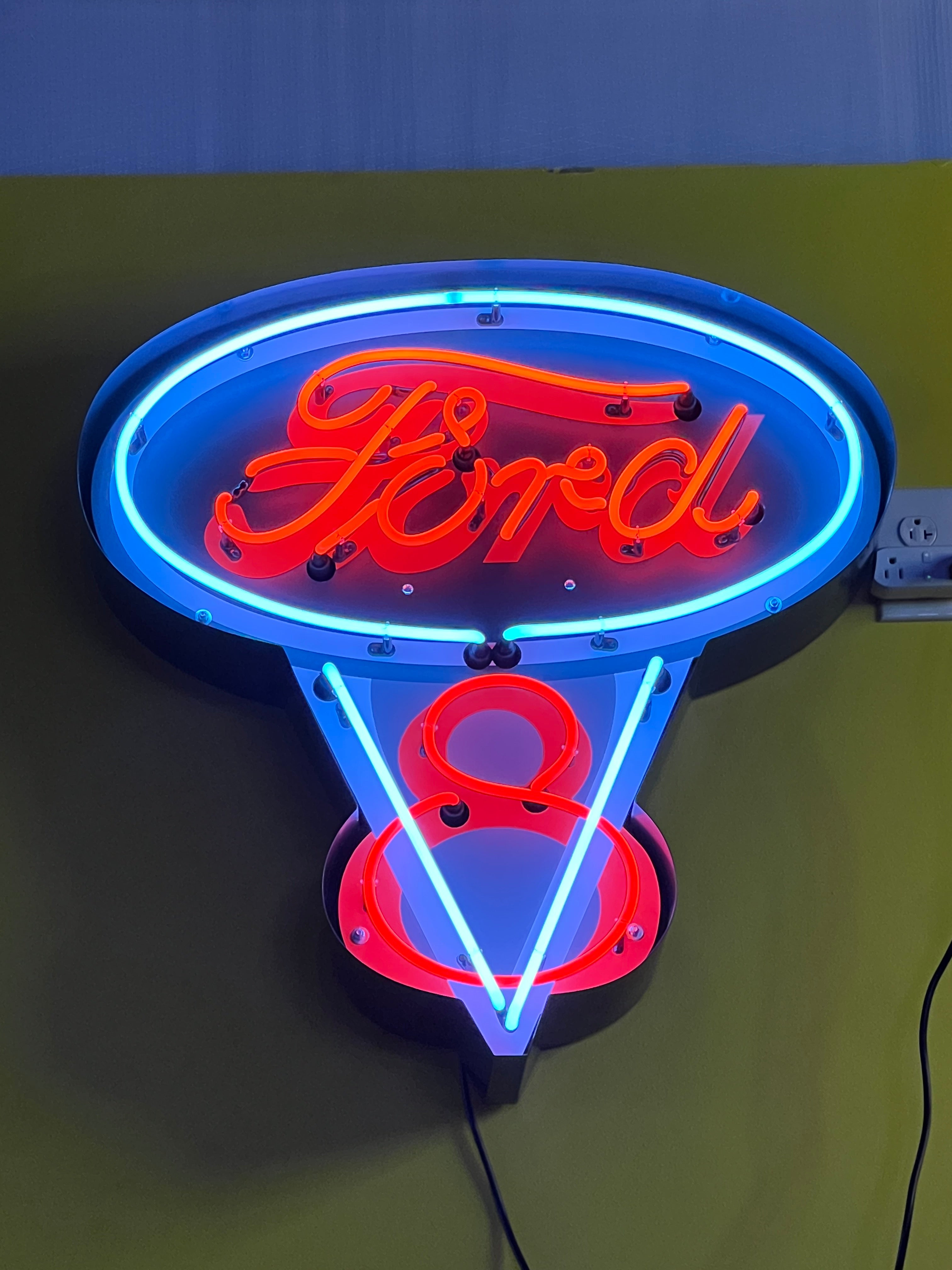 FORD V8 DEALER STYLE NEON CAN SIGN - Ready for Your Garage, Game