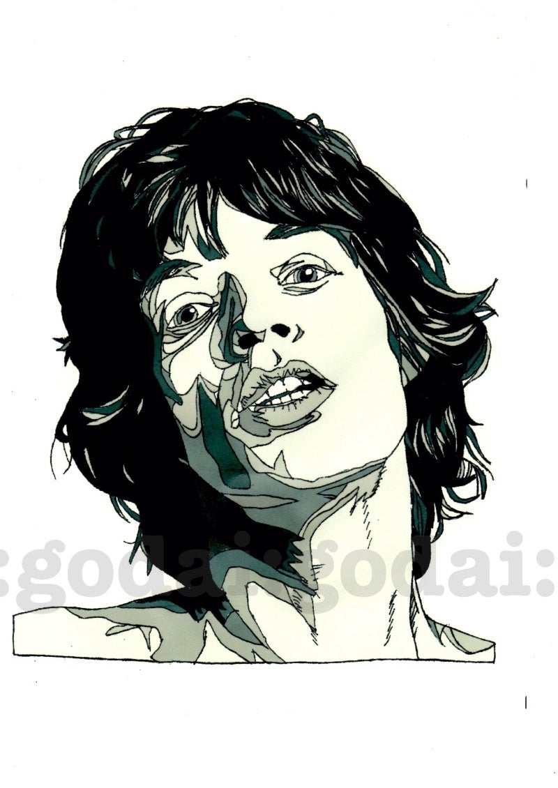 ミックジャガー : ローリングストーンズ | 似顔絵イラスト【えんぴつROCK】