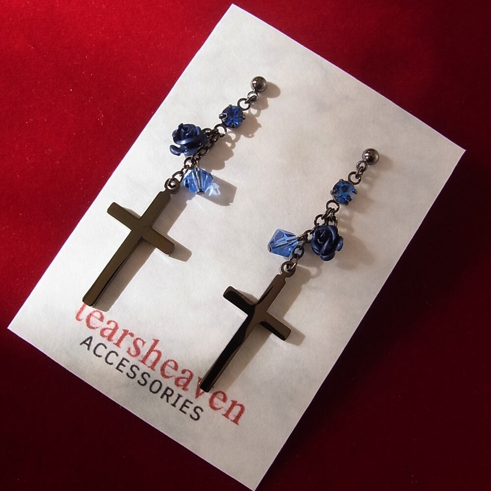 薔薇 十字架 ピアス ローズ クロス | ゴスロリ | ティアーズヘブン