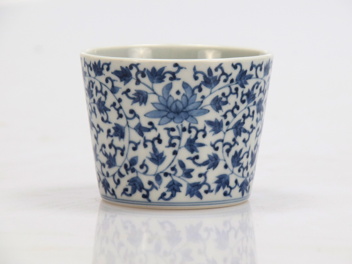 出口ふゆひ作 染付絵変わり猪口 6個セット 出口ふゆひ作 染付絵変わり