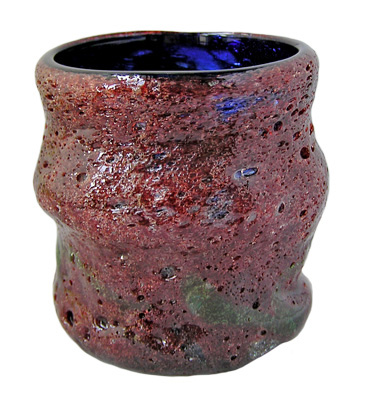 稲嶺盛吉（宙吹ガラス工房 虹）作 紅珊瑚ロックグラス