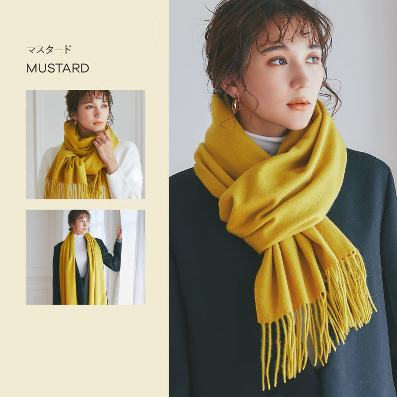 カシミヤ大判 ストール マスタード– INTERMODE KAWABE
