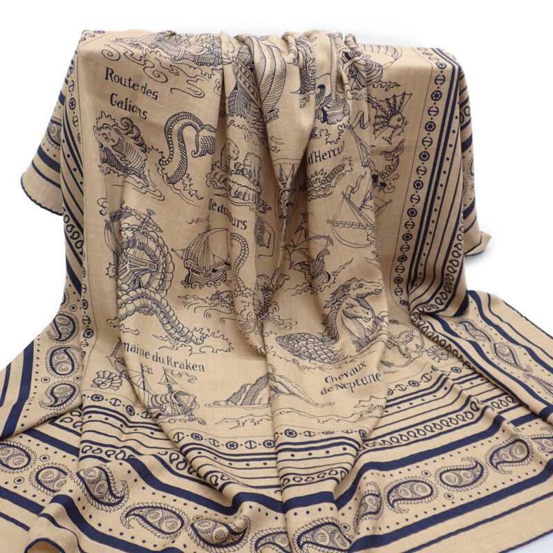 エルメス HERMES カレジェアン140 船乗りのタトゥー バンダナ スカーフ