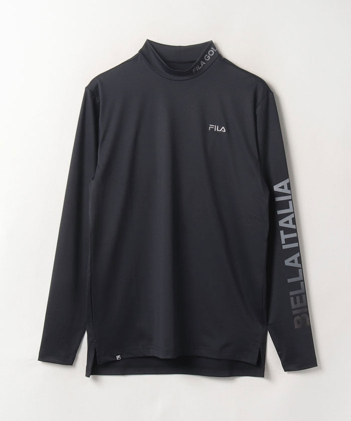 メンズ マットスムース モックネック長袖シャツ ロングスリーブ ゴルフ