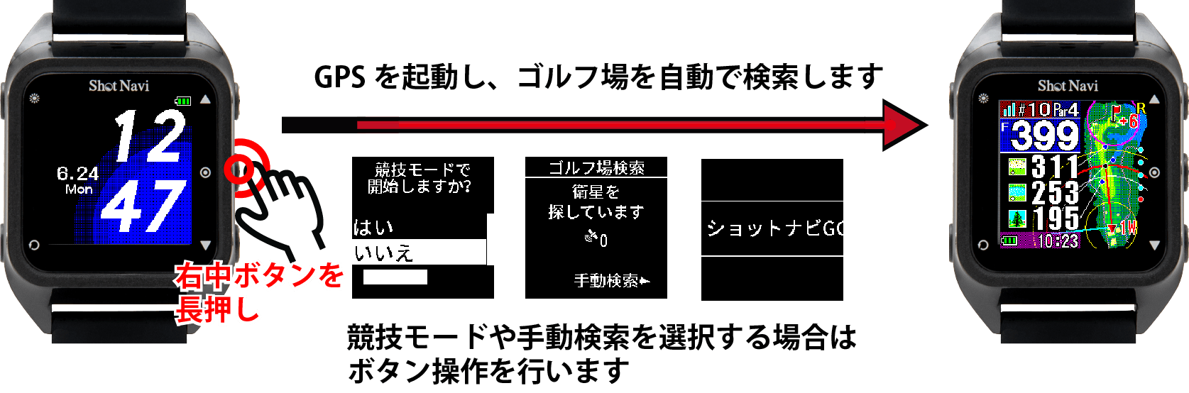 ShotNavi HuG Beyond Lite S / Lite G | カラー液晶レイアウト表示