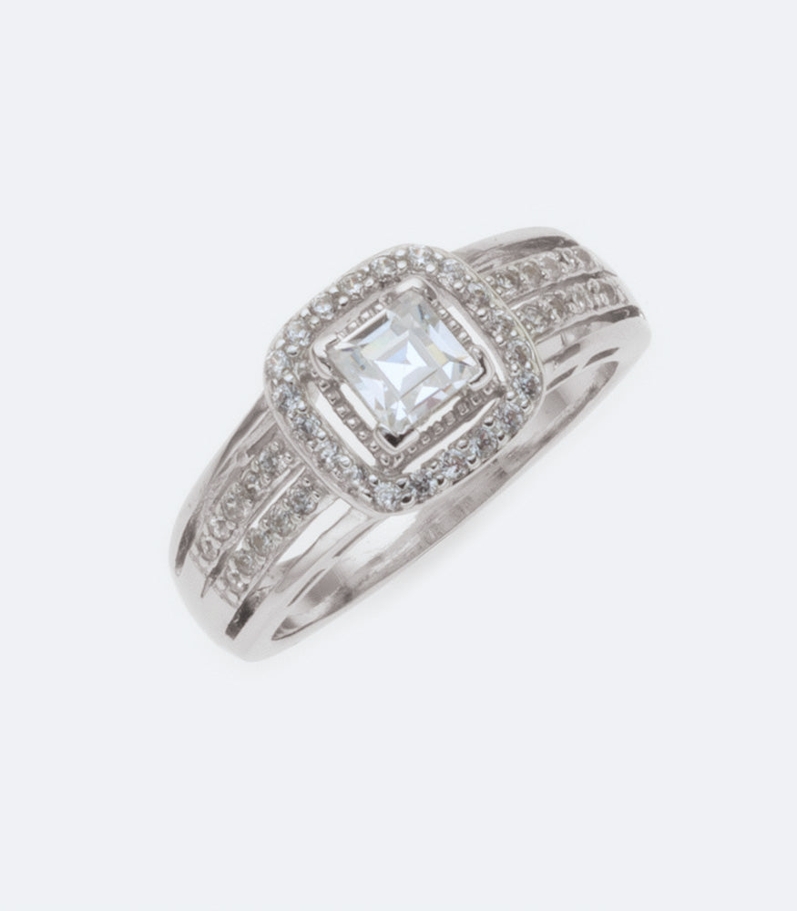 Cubic Zirconia Sterling Silver Ring - SSRG 089