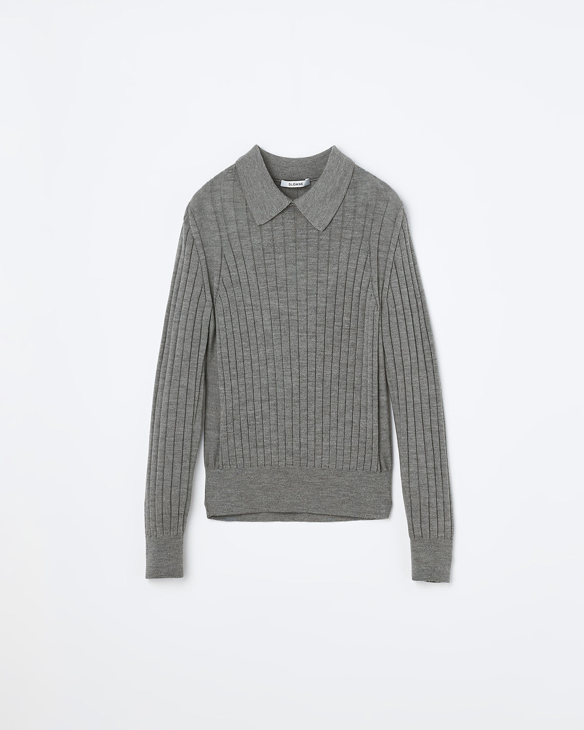 18Gワイドリブ エクストラファインメリノウール×シルク 襟付きプル
